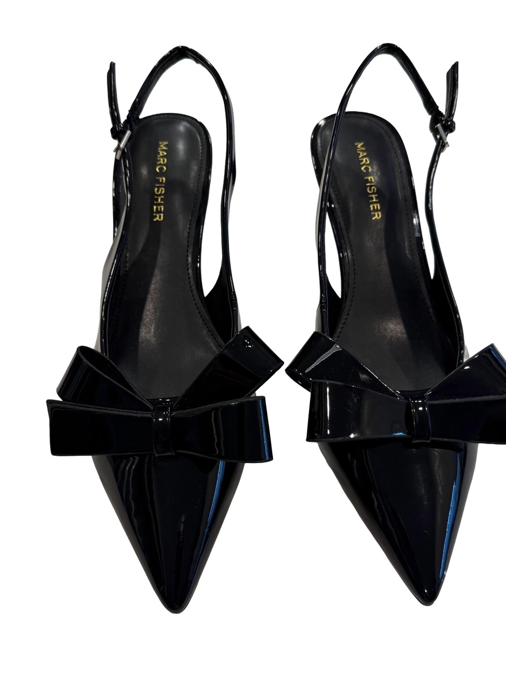 Marc Fisher Allon Bow Sling Back Pumps Black Patent Sz 9 NEW!